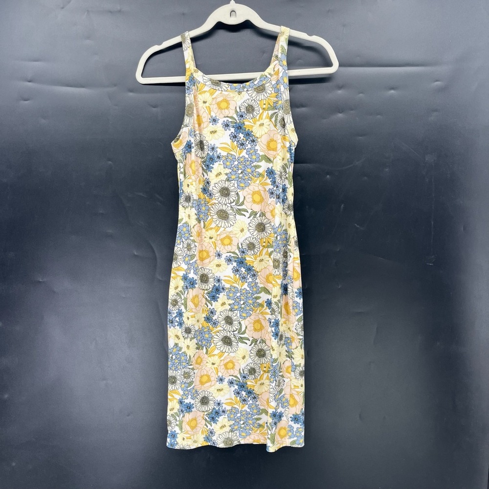 Absolutely Famous Yellow floral ribbed retro mod 70s revival cottagecore M